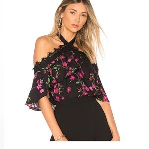 Alice + Olivia Alyssa Sakura Flower Off-the-Shoulder
Halter Top